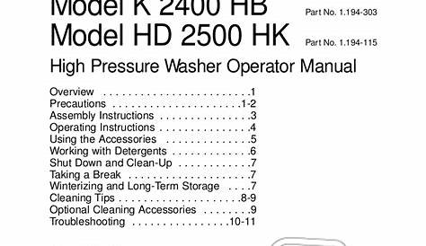 Karcher Professional Pressure Washer Manual Download Free Pdf For K 2.7 s Other