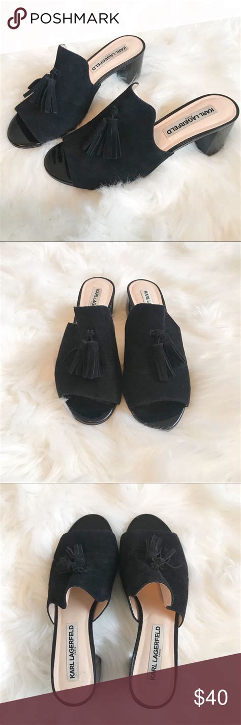 karl lagerfeld black suede slippers