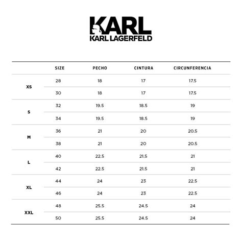 karl lagerfeld size chart women