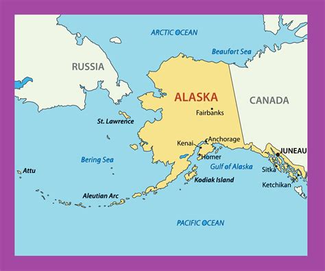 Alaskakarta. Stat Och Distriktskarta över Alaska. Administrativ Och
