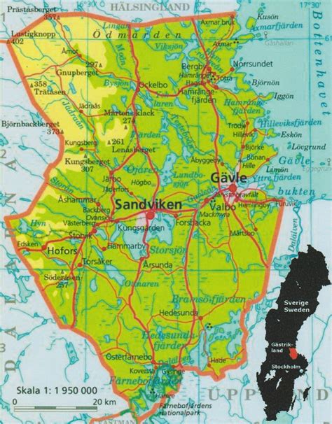 Historisk karta över Gästrikland sent 1600tal Släktled