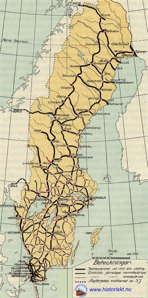 Sverige järnväg karta Järnväg karta över Sverige (Norra Europa Europa)
