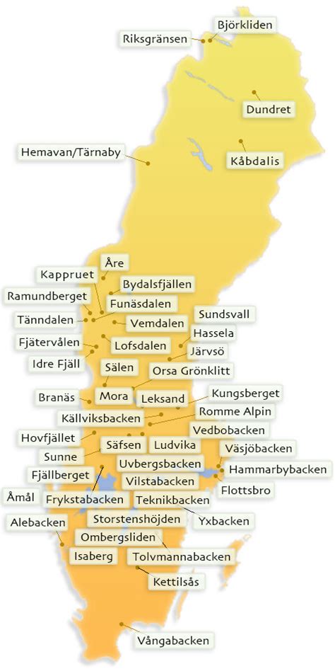 Skidanläggningar I Sverige Karta Sverigekarta