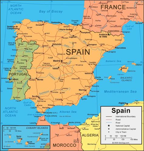 Antika Skadad Karta Över Spanien Och och