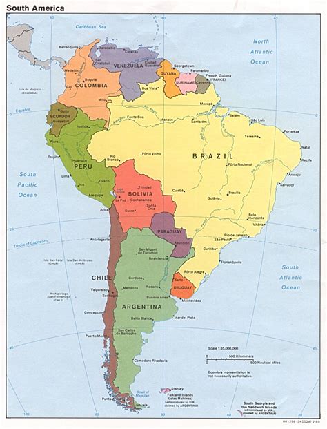 Karta över Sydamerika kontinent — Stock vektor 9265002