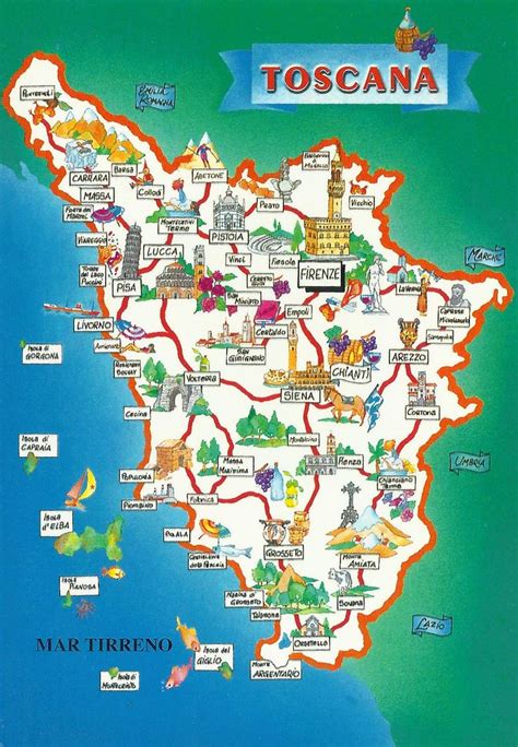 Karta över Toscana Italien hypocriteunicorn