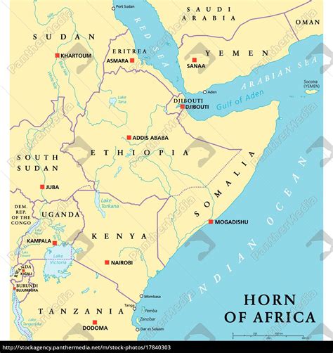 Horn von Afrika politische Landkarte lizenzfreie