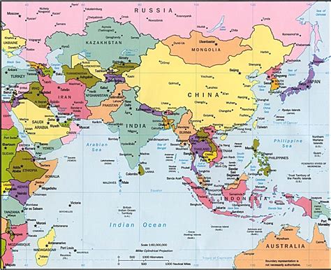 Asien Karten Länder, Hauptstädte, Gebirge, Flüsse, Meere