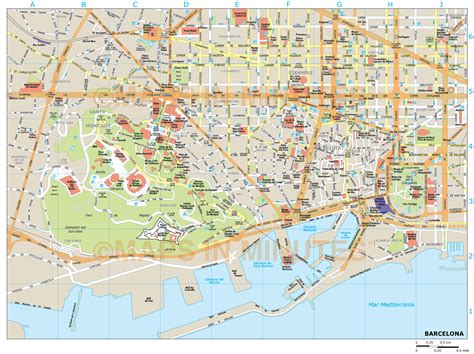 "Barcelona Illustrated Travel Map with Main Roads, Landmarks and