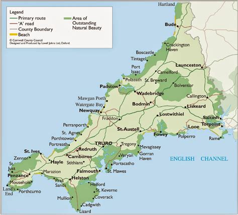 Cornwall England Maps Map of Cornwall (Region in United Kingdom