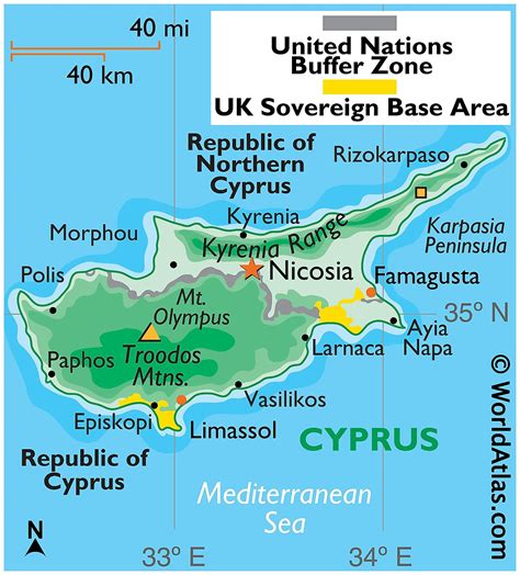 Physical Map of Cyprus Ezilon Maps