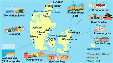 Large detailed road map of Denmark with all cities and airports