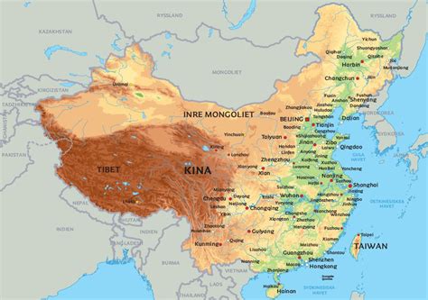 Kina karta Karta Kina och Östra asien Asien)