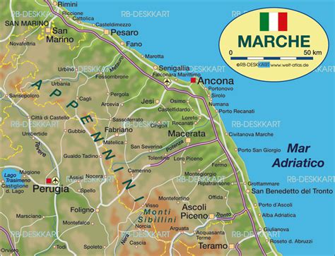 Marche Map Political Regions Italy Map Geographic Region Province City
