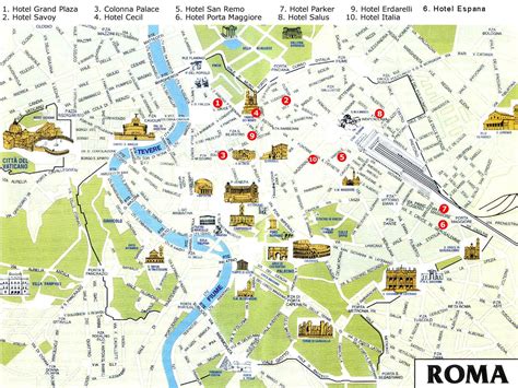 Karta, Rom Stor Karta med Sevärdheter