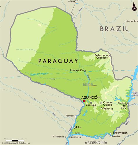 Karten von Paraguay mit Straßenkarte und Regionen