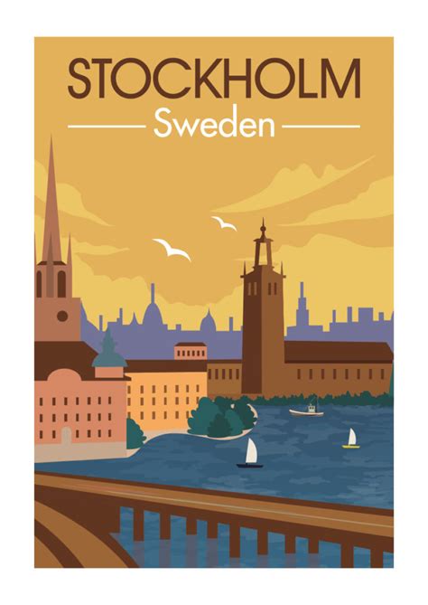 Stockholm Map Poster sweden Map Print Art Deco Series Etsy Map