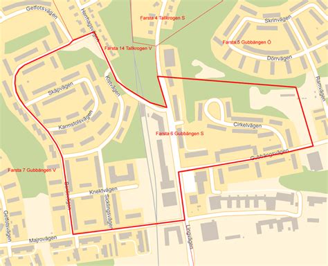 Karta över Farsta nr 1, Hökarängen med Larsboda Stockholmskällan