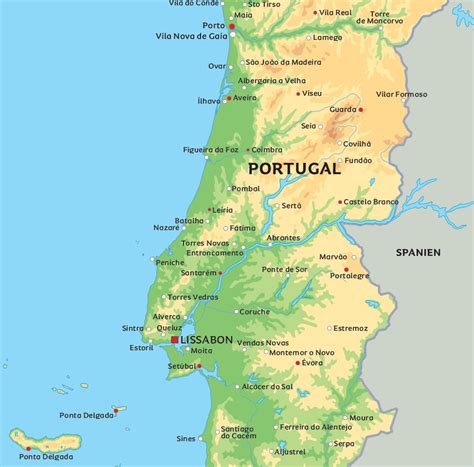 Portugal karta Detaljerad karta i Portugal (som för Södra Europa