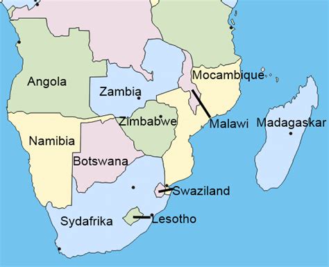 Karta över Södra Afrika Vita Områden Och Gråvatten Hög Detaljerad