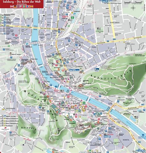 Stadtplan Salzburg mit sehenswürdigkeiten Stadtplan, Salzburg, Stadt