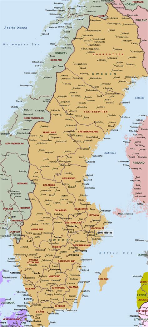 Karta Lappland Sverige Europa Karta