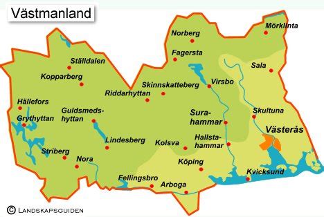 Vastmanland Map City Area Map of Sweden Political Region Province City