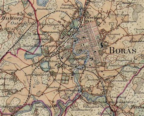 Boras, Sweden Vector Map Classic Colors HEBSTREITS Sketches Map