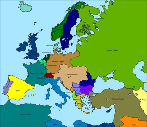 Map of Europe 1914 showing showing countries population (without