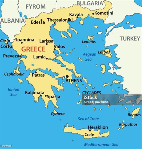 Grekland karta Detaljerad karta över Grekland (Södra Europa Europa)
