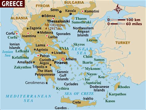 Greklandöar karta Karta över Grekland med öarna (Södra Europa Europa)
