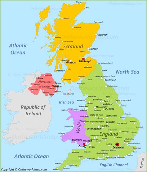 Väg och administrativa karta över Storbritannien och Irland — Stock