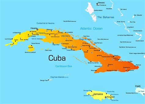 Cities map of Cuba