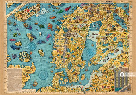 Cartography, Iceland, 16th century. Carta Marina by Olaus Magnus