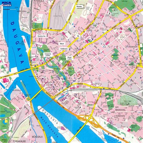 Mapa do Centro Historico de Riga, Letonia
