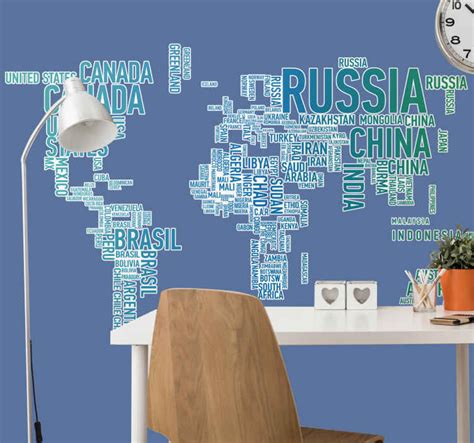 Politisk världskarta karta vägg klistermärke Tenstickers