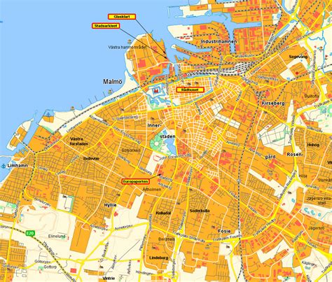 karta malmo. EPS Illustrator Map for your project