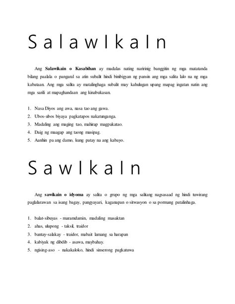 kasabihan in filipino examples