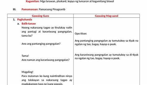 SOLUTION: Kasarian ng pangngalan lesson plan docx - Studypool
