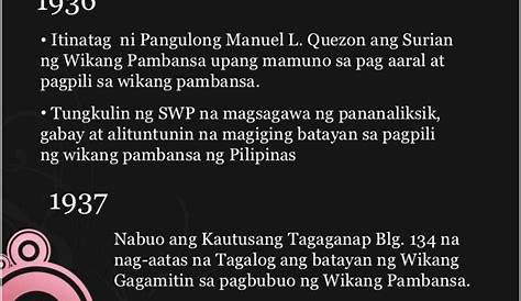 Kasaysayan Ng Wikang Pambansa