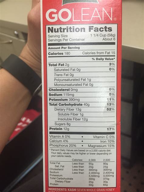 kashi cereal nutrition facts label