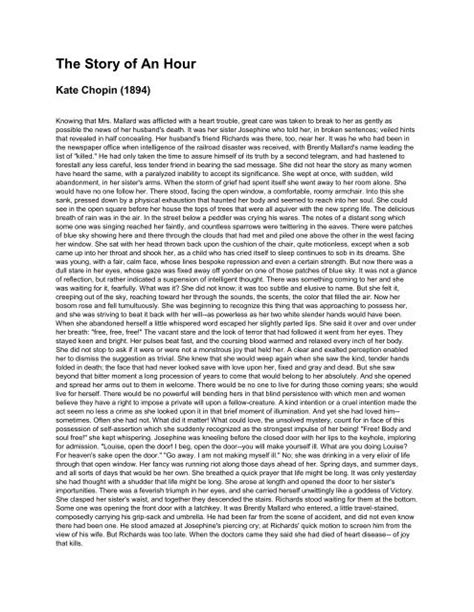 kate chopin the story of an hour pdf