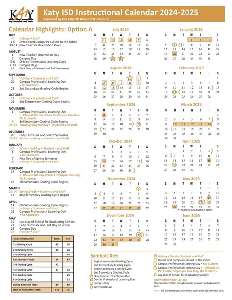 Katy Isd Instructional Calendar 2024-25