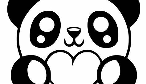 Coloriage panda coeur kawaii Dessin à Imprimer | Coloriage panda