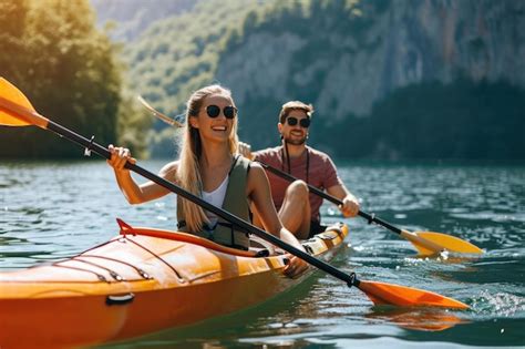 kayaking couple