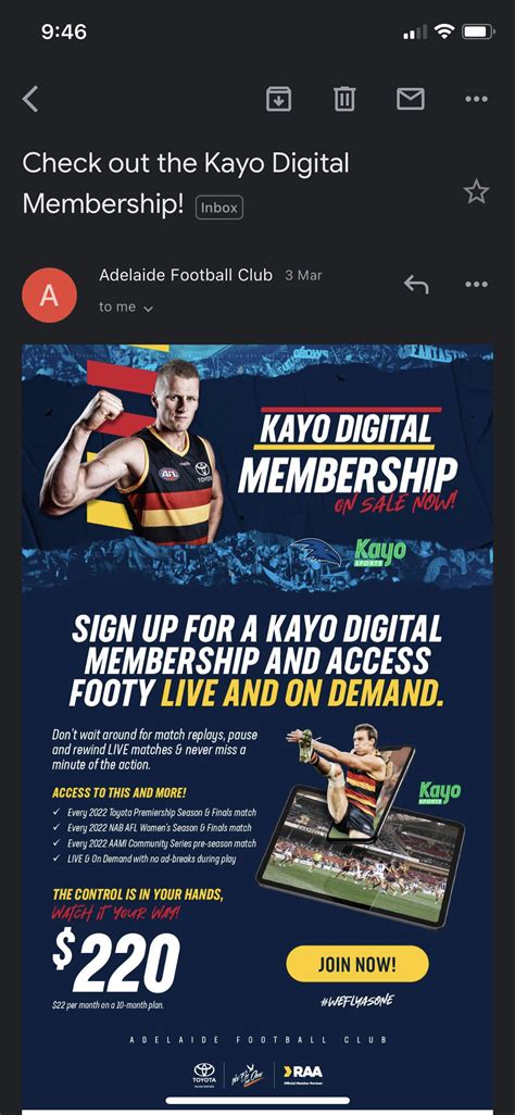 kayo sports sign up deal