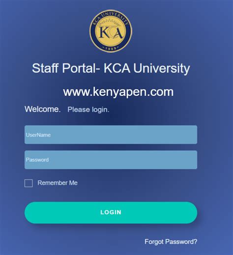 kca staff portal login