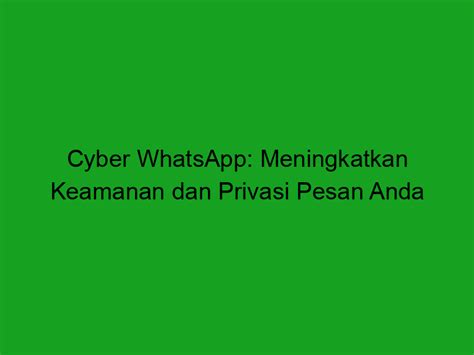 Keamanan Cyber Whatsapp