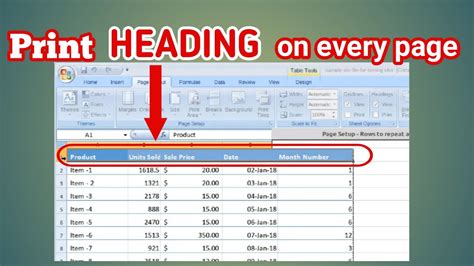 keep headers on each page excel