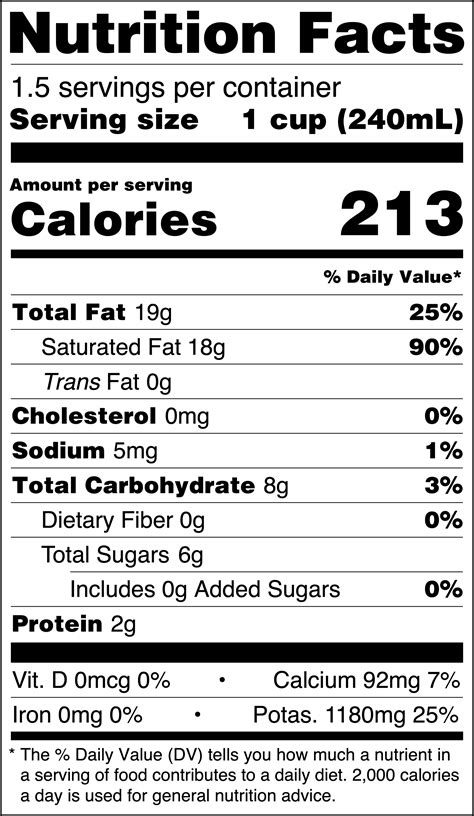 kefir probiotics nutrition label